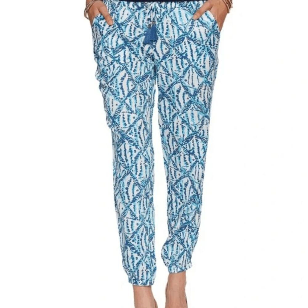 Lilly Pulitzer Piper Pull-On Jogger Pants Sparkling Blue Hookup Size Xs